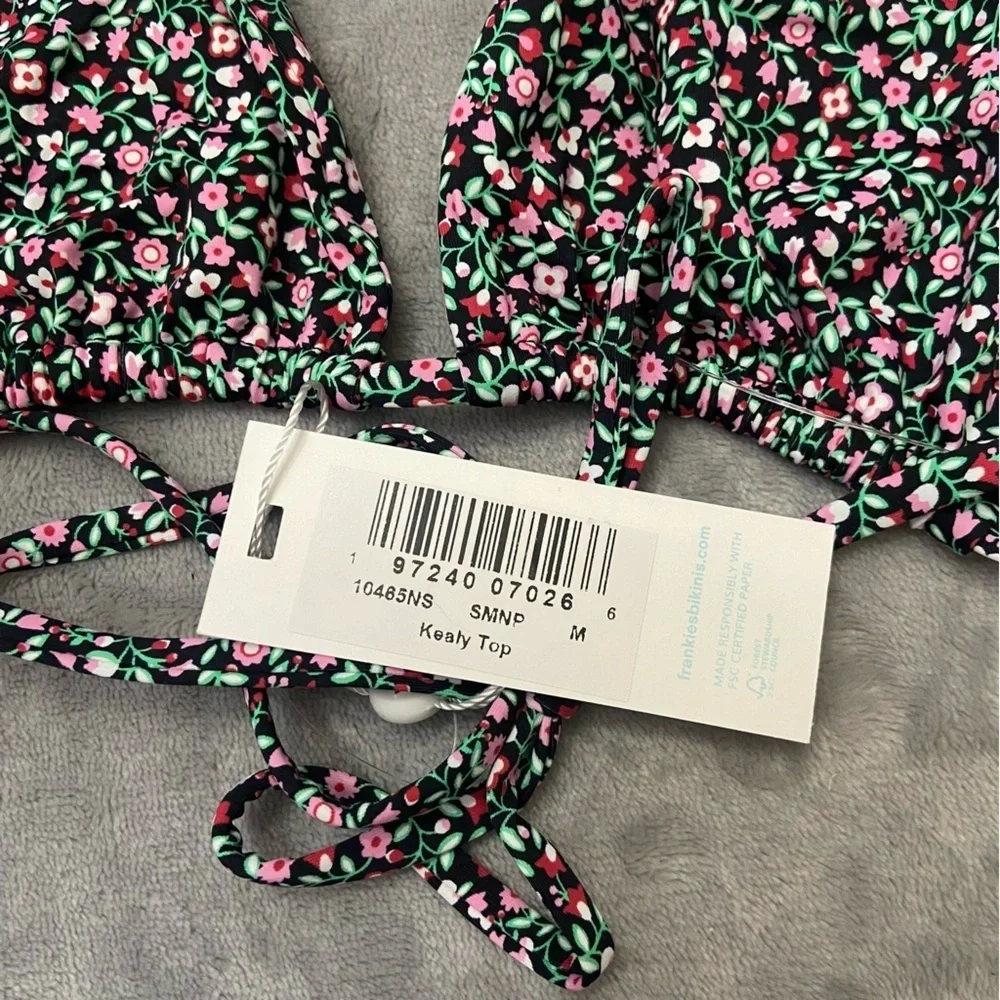 New! Frankie’s Bikinis Kealy triangle bikini top summer nights floral 4661